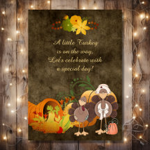 Cute Golden Thankde Boy Turkey Baby Shower