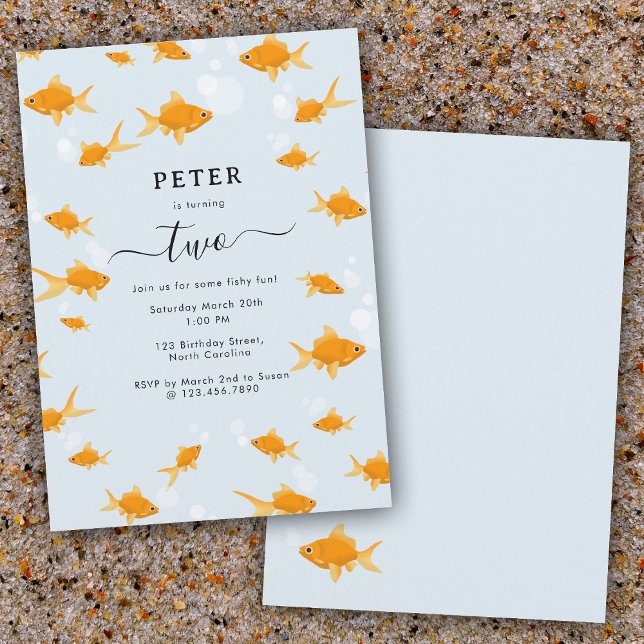 Invitación Cute Goldfish Fisher Divertido niños Fiesta de cum (Cute Goldfish Fishy Fun Kids Birthday Party Invitation)