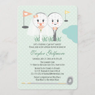 Invitación Cute Golf Ball y Tee Bride Groom Bridal Shower