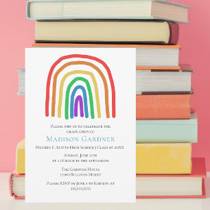 Invitación Cute Graduación de Escuela Secundaria con Arcoíris