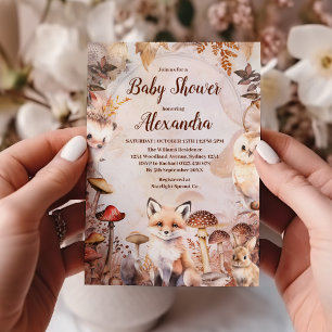Invitación Cute Greenery Forest Animals Woodland Baby Shower