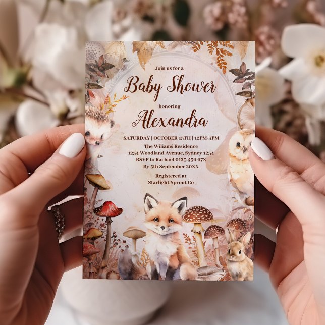 Invitación Cute Greenery Forest Animals Woodland Baby Shower (Subido por el creador)