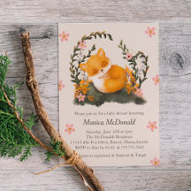 Cute Greenery Little Fox Baby Shower