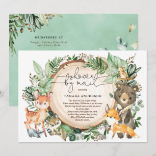 Invitación Cute Greenery Woodland Long Distance Baby Shower