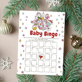 Invitación Cute Groovy Navidades Baby Shower Bingo Games Card