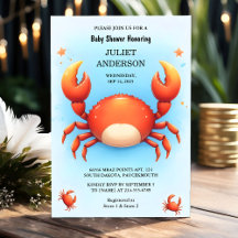 Cute Guay Beach Ocean Catch Red Crab Baby Shower