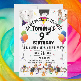 Invitación Cute Guinea Cerdos y Globos Fiesta de Cumpleaños