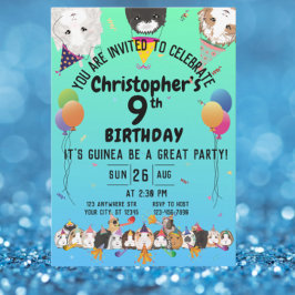 Invitación Cute Guinea Cerdos y Globos Fiesta de Cumpleaños