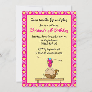 Invitación Cute Gymnastic Birthday Party Invitations