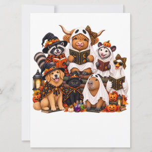 Invitación Cute Halloween Animal Book Club – Vaca de las Tier