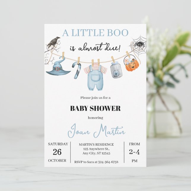 Invitación Cute Halloween Baby Shower para Boy (Anverso de pie)