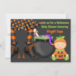 Invitación Cute Halloween Calabaza Baby Shower Neutral