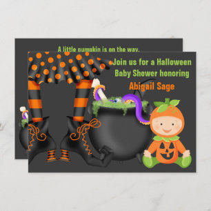 Invitación Cute Halloween Calabaza Baby Shower Neutral