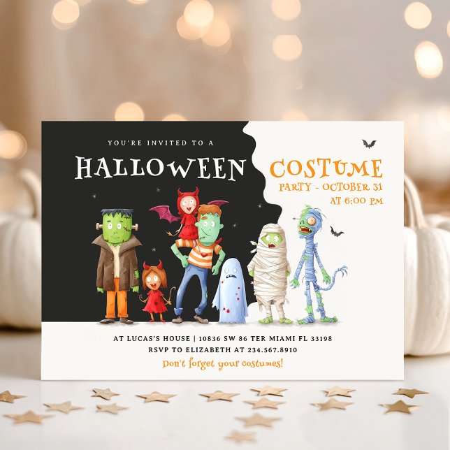 Invitación Cute Halloween disfraces Fiestas niños (Subido por el creador)