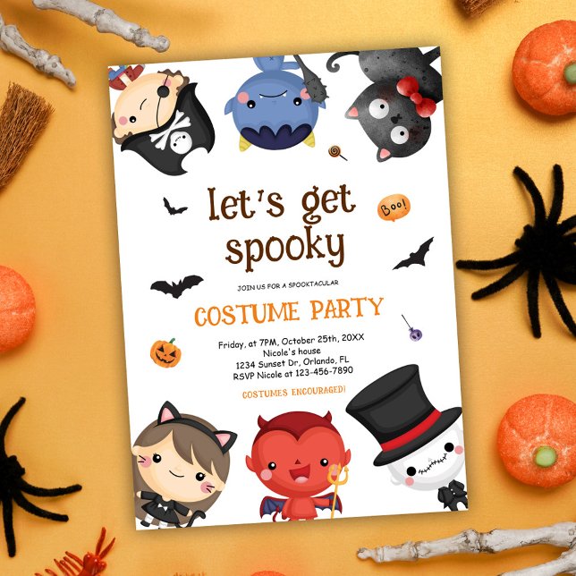 Invitación Cute Halloween disfraces Fiestas niños (Cute Halloween Costume Party Birthday Invitation)