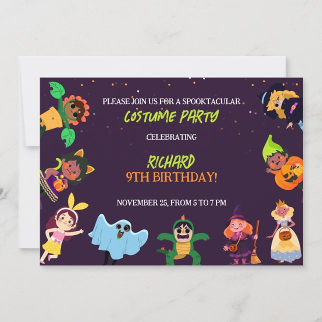 Invitación Cute Halloween disfraz fiesta de cumpleaños modern (Anverso)