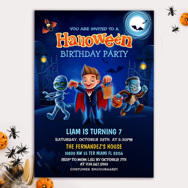 Invitación Cute Halloween disstume niños Fiesta de cumpleaños (Subido por el creador)