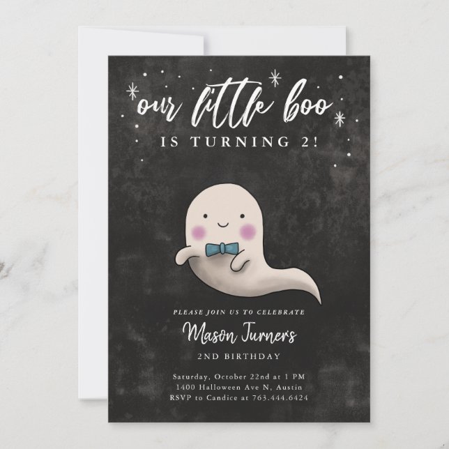 Invitación Cute Halloween Fantasma (Anverso)