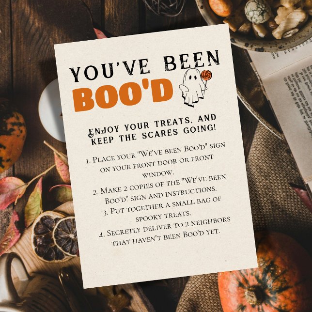 Invitación Cute Halloween Games Boo Neighbourne Game Card (Bring the Halloween spirit to the neighborhood with this "We've been Boo'd" game sign.)