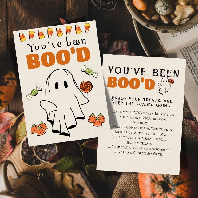 Invitación Cute Halloween Games Boo Neighbourne Game Card (Bring the Halloween spirit to the neighborhood with this "We've been Boo'd" game sign.)