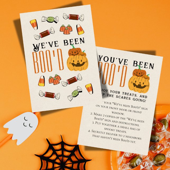 Invitación Cute Halloween Games Boo Neighbourne Game Card (Bring the Halloween spirit to the neighborhood with this "We've been Boo'd" game sign)