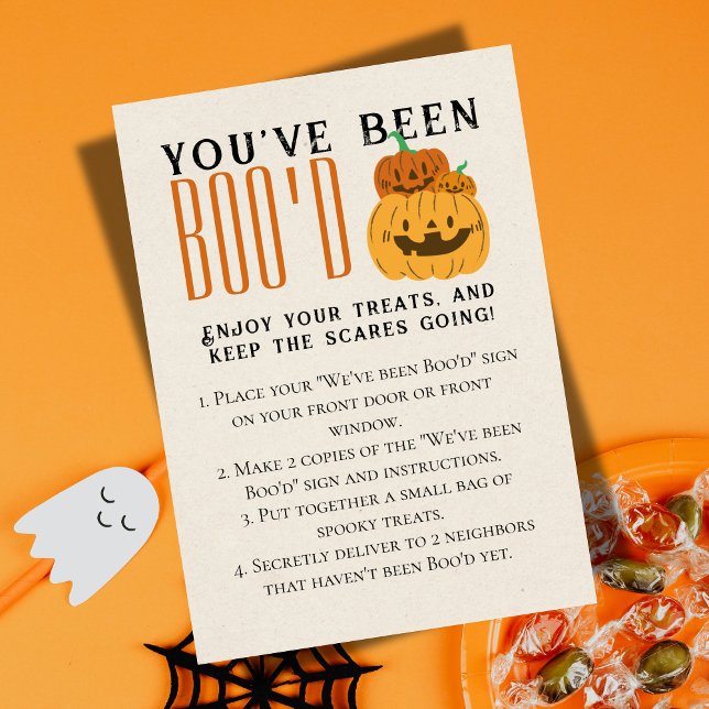 Invitación Cute Halloween Games Boo Neighbourne Game Card (Bring the Halloween spirit to the neighborhood with this "We've been Boo'd" game sign.)