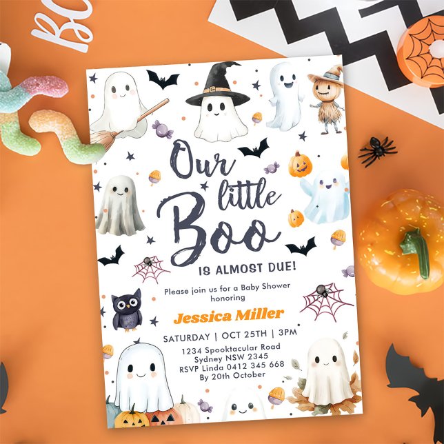 Invitación Cute Halloween Ghost Baby Shower Fiesta (Subido por el creador)