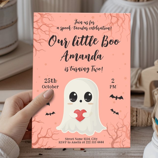 Invitación Cute Halloween Ghost Birday Card (Subido por el creador)