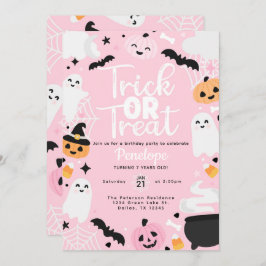 Invitación Cute Halloween Ghost Pumpkin Birthday Party