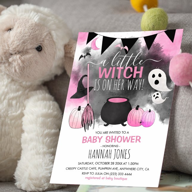Invitación Cute Halloween Girls Pink Baby Shower (Subido por el creador)