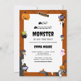 Invitación Cute Halloween Monster Baby Shower Design