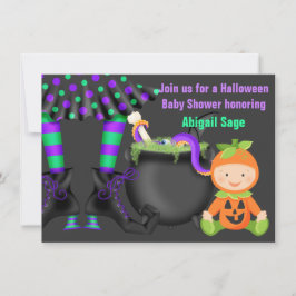 Invitación Cute Halloween Neutral Pumpkin Baby Shower