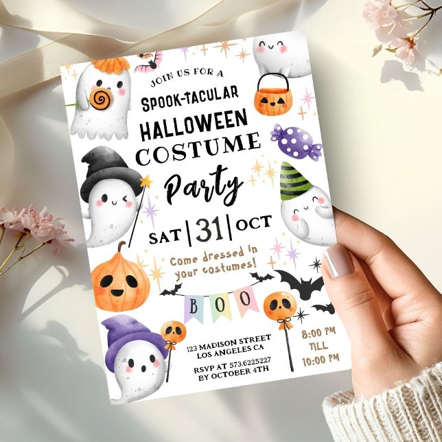 Invitación Cute Halloween niños disfraces Fiesta acuarela (Subido por el creador)