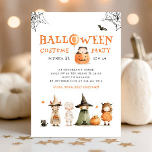 Invitación Cute Halloween Party Pumpkin Kids