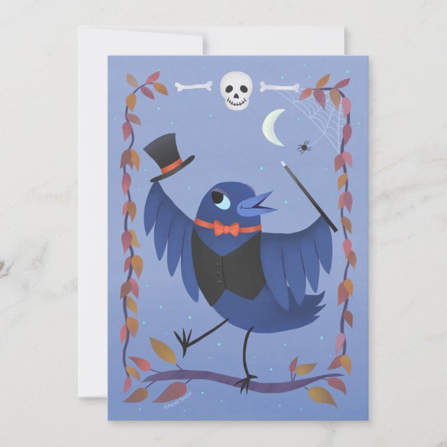 Invitación Cute Halloween Raven Crow DIY Blank (Anverso)