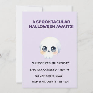 Invitación Cute Halloween Skull Birthday Invitation for Kids
