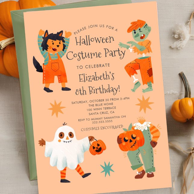 Invitación Cute Halloween Spooktacular Costume Fiesta de cump (Subido por el creador)