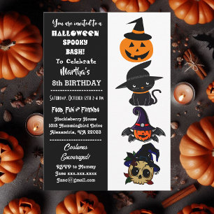 Invitación Cute Halloween Spooky Bash Jack Black Cat Cumpleañ