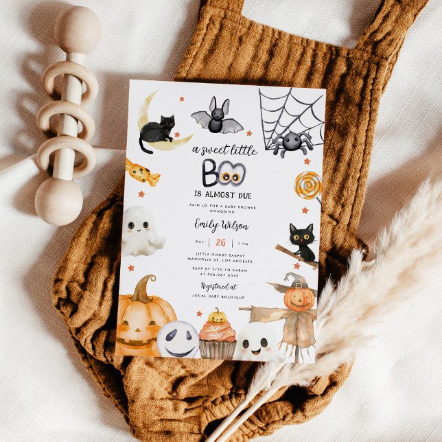 Invitación Cute Halloween Sweet Little Boo Baby Shower (Subido por el creador)