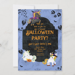 Invitación Cute Halloween Unicornios 1 Fiesta