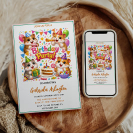 Invitación Cute Hamster Birthday Party | Kids Hamster