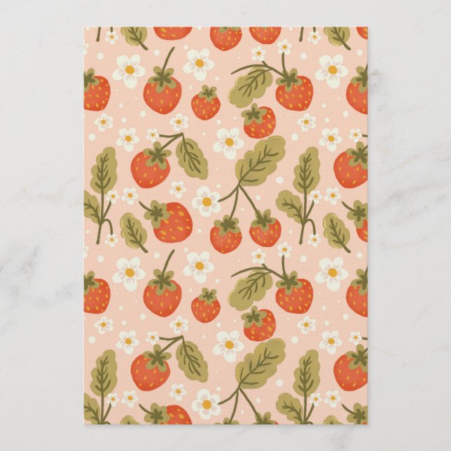 Invitación Cute Hand-drawn Red Strawberry Seamless Pattern (Anverso)