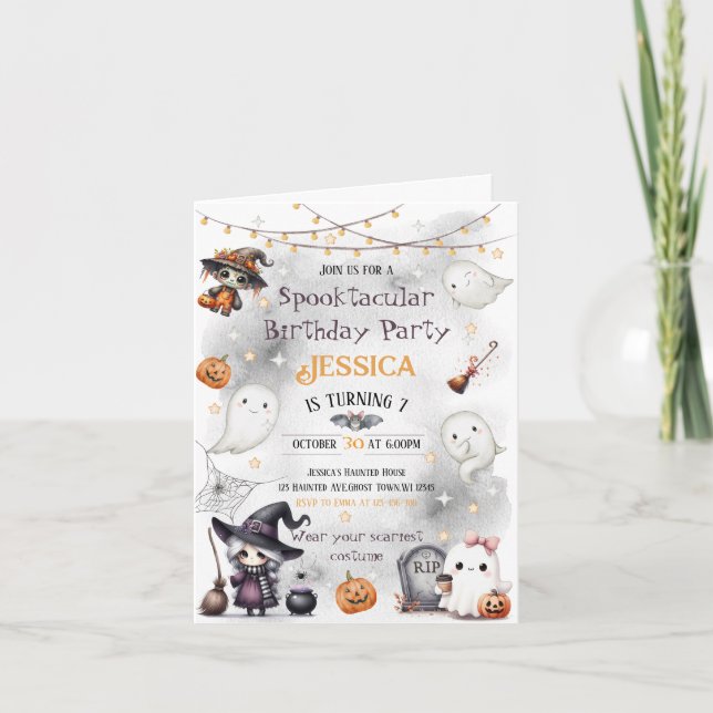 Invitación Cute Happy Boo Ghost Halloween (Anverso)