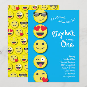 Invitación Cute Happy Face Kids Primer Fiesta de cumpleaños