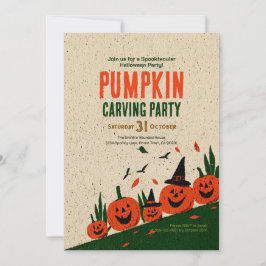 Invitación Cute Happy Fall Y'all Sombrero de Bruja de Calabaz