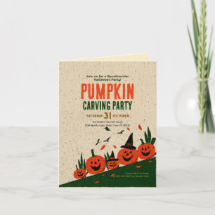 Invitación Cute Happy Fall Y'all Sombrero de Bruja de Calabaz