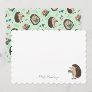 Invitación Cute Happy Hedgehog ama a los libros