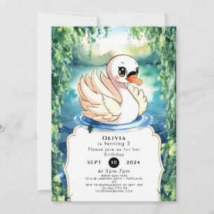 Invitación Cute Happy Swan Birday