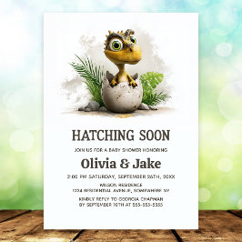 Invitación Cute Hatching Soon Dinosaur Baby Shower Invitation