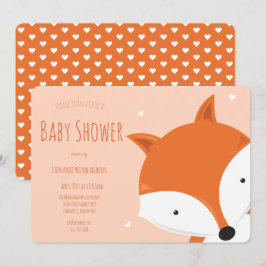 Invitación Cute Hearts Fox Animal Baby Shower